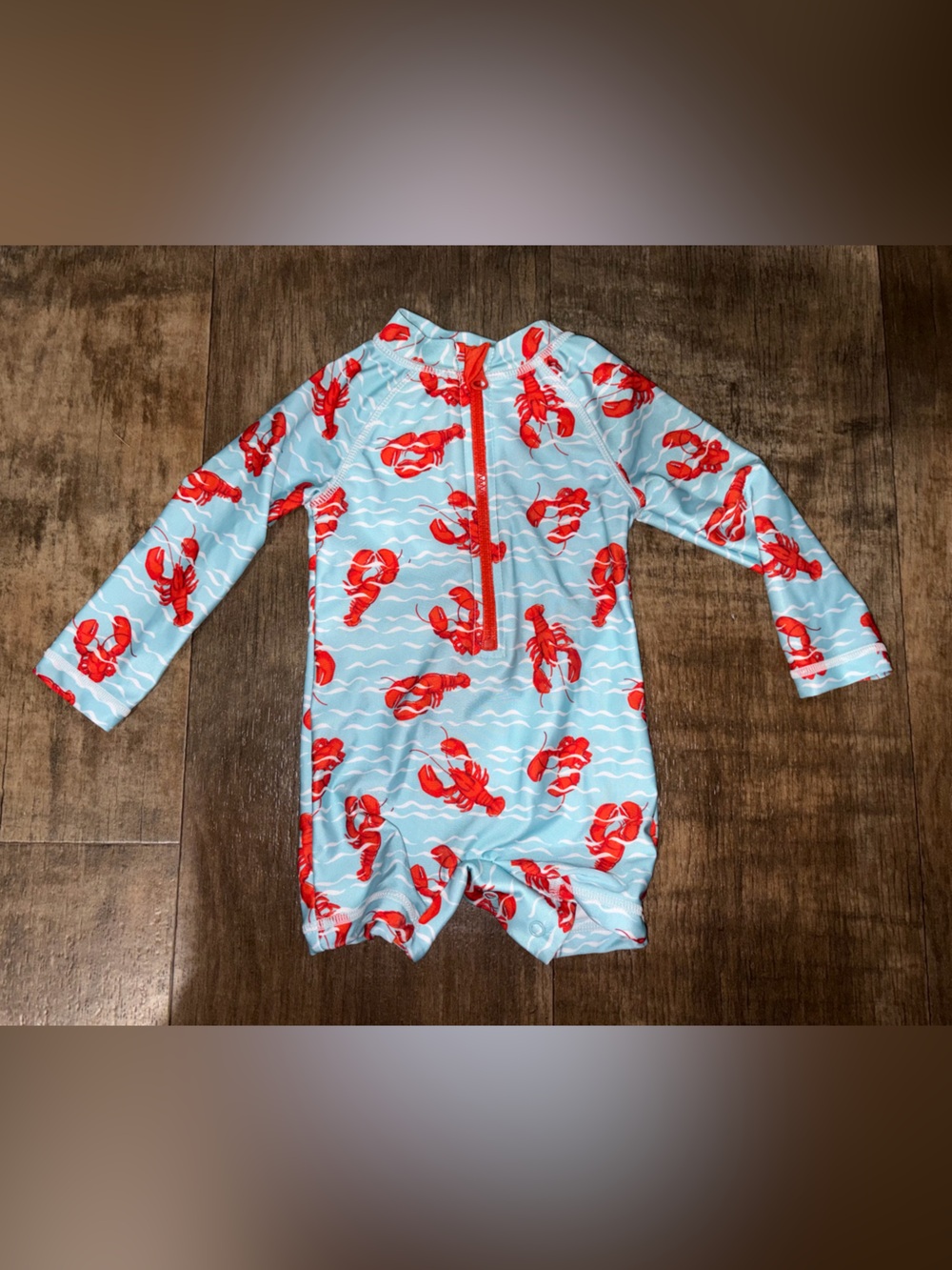 Tommy Bahama Light Blue One-Piece Swimsuit with Red Lobster Print